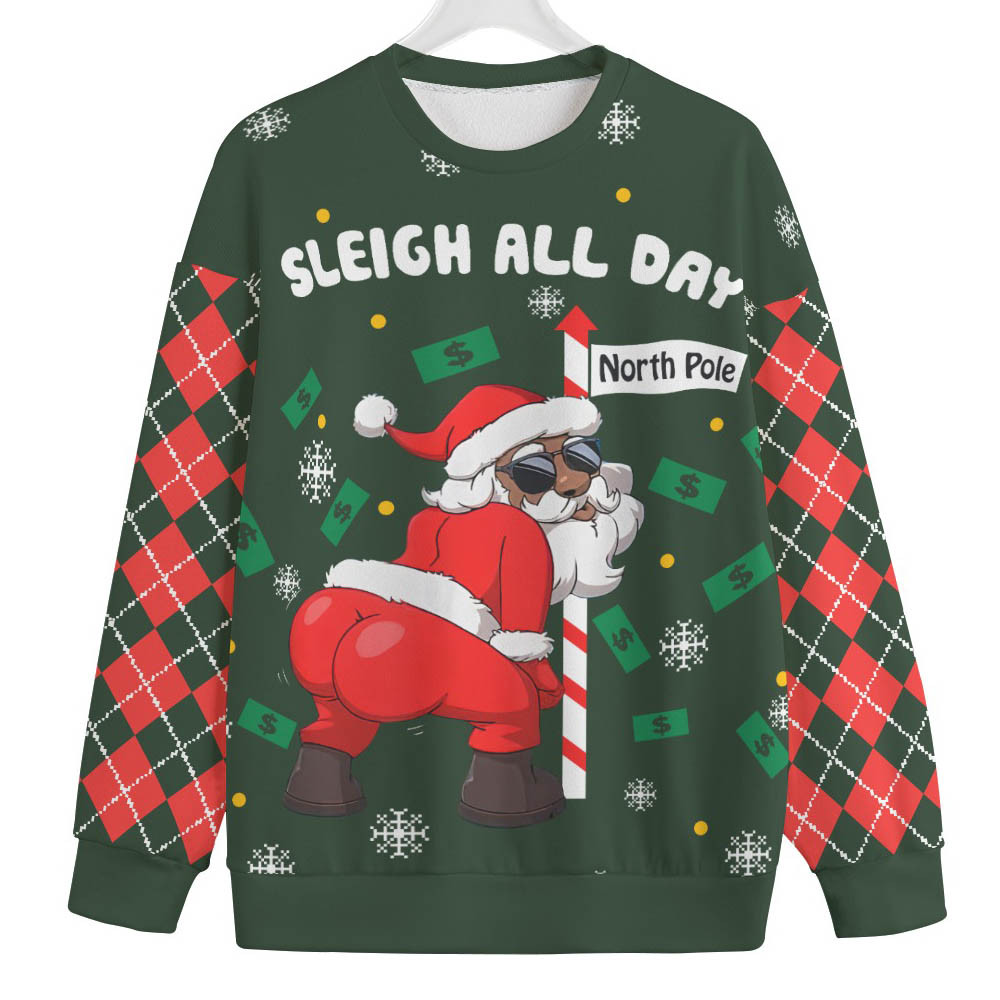 Santa Dancing North Pole Plus Size Womens Ugly Christmas Sweater Lovely Christmas Sweater Gift for Mom or Grandma