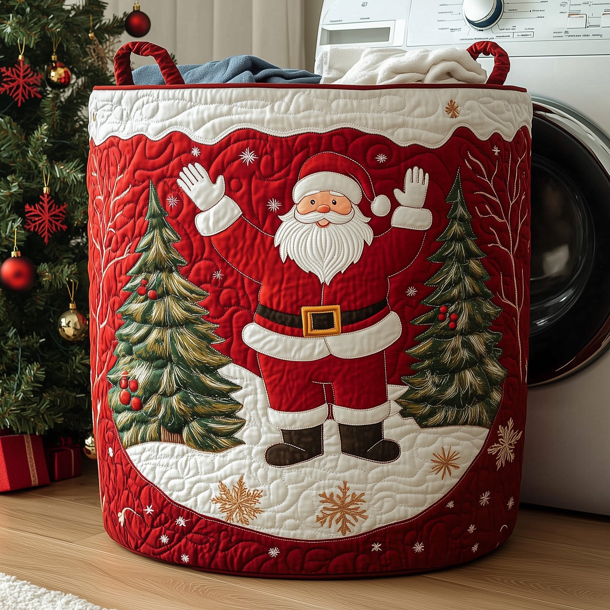 Santa Delight Quilted Laundry Basket Delightful Presents Gifts For Family Members