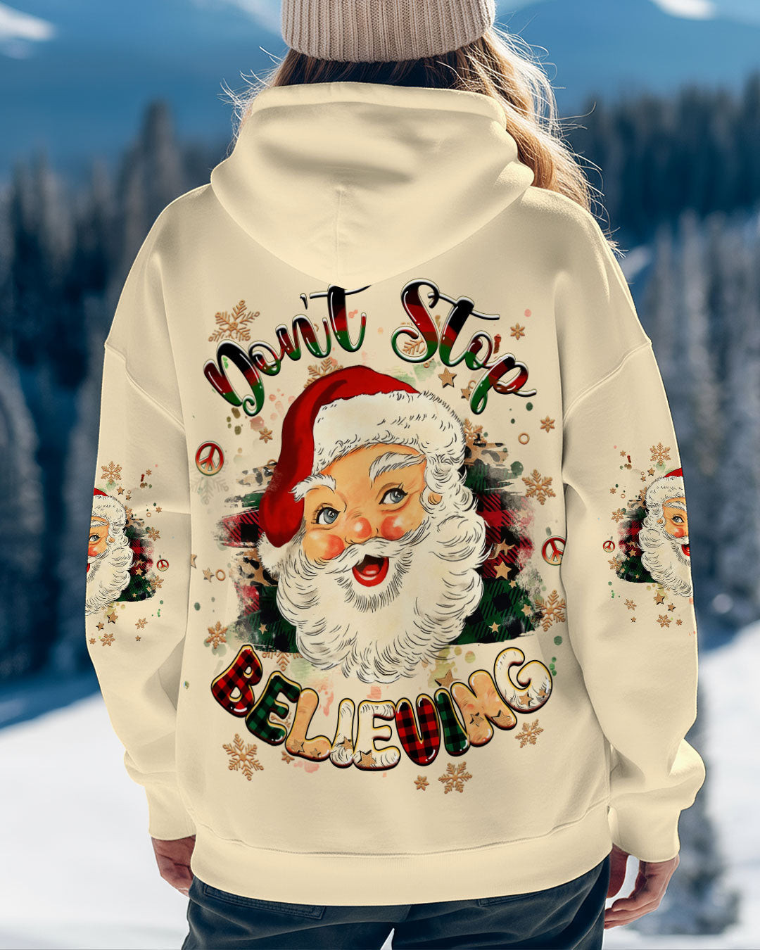Santa Don't Stop Believing Christmas Hoodie Courage Xmas Clothing Gifts For Coworker