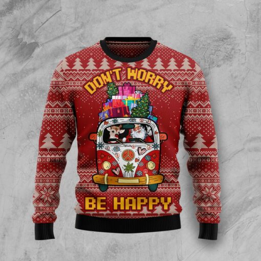 Santa Don't Worry Be Happy Ugly Christmas Sweater Top Christmas Jumper Freedom Gifts 2025