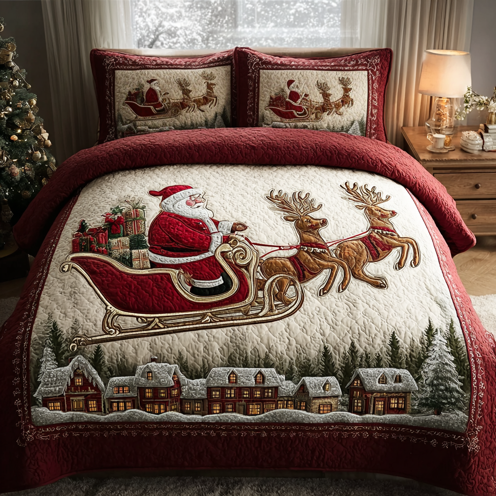 Santa Dream Quilted Bedding Set Holiday Duvet Covers Best Holiday Gifts 2025