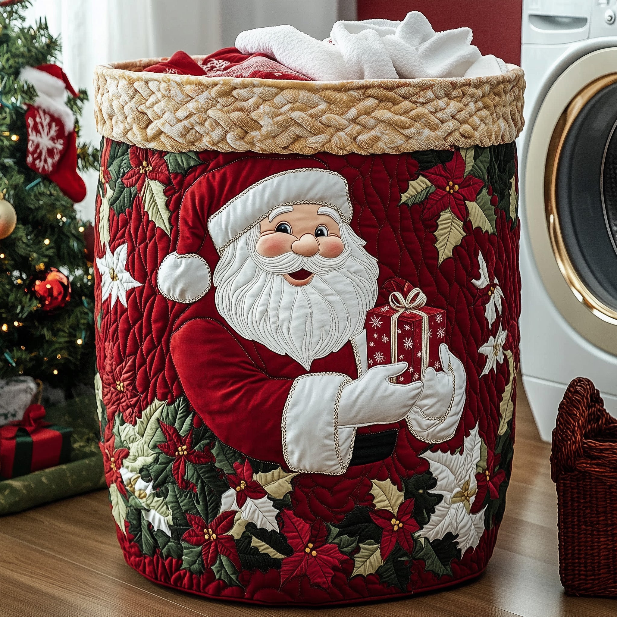 Santa Dream Quilted Laundry Basket Cute Best Christmas  Gifts For Him
