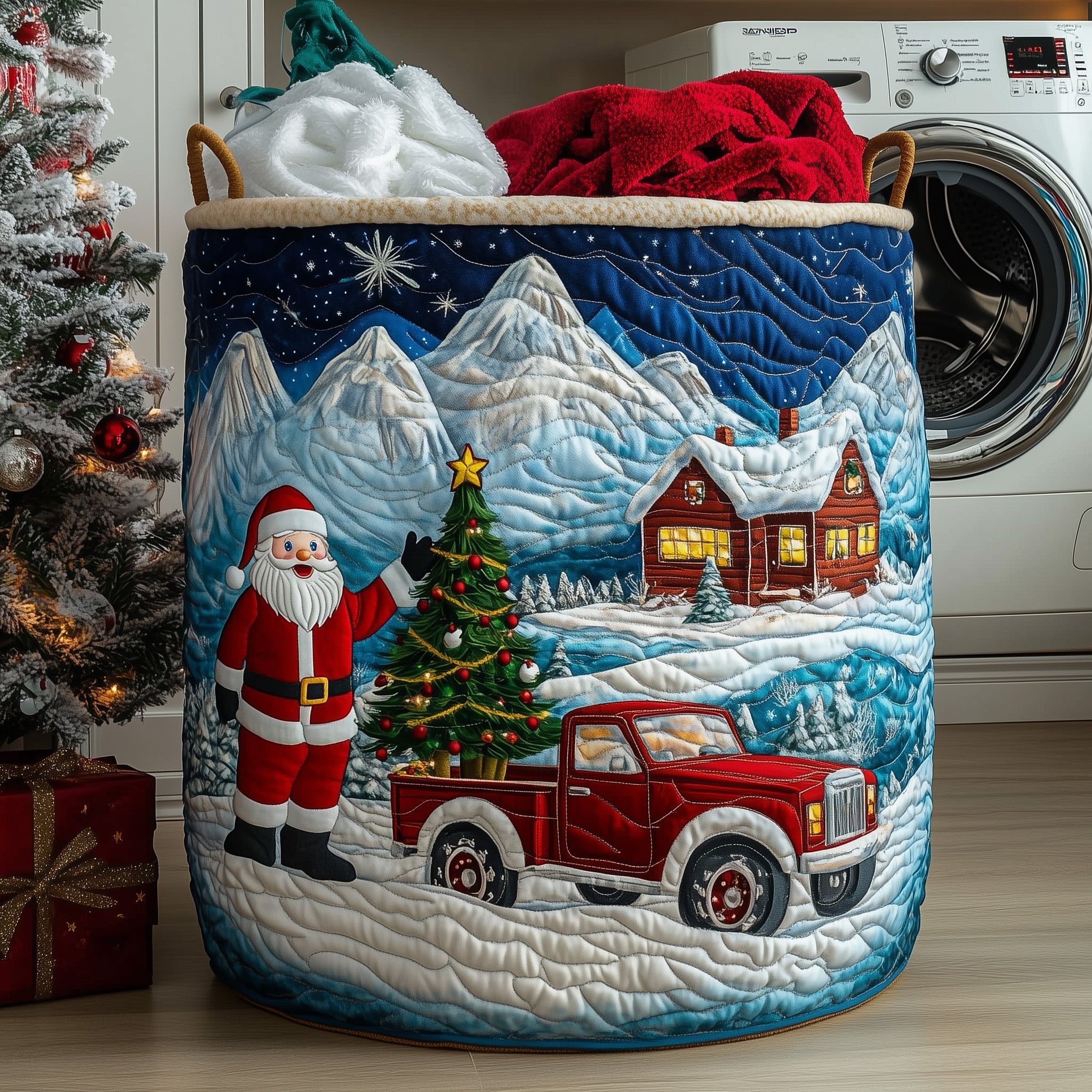 Santa Dream Quilted Laundry Basket Delightful Christmas  Gifts For Santa Lovers