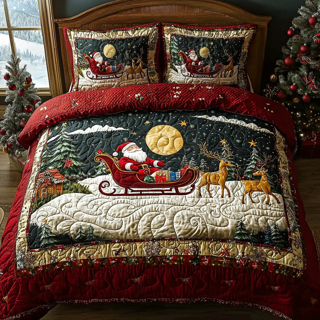 Santa Dreams Quilted Bedding Set Holiday Duvet Covers Xmas Presents For Mother In Law