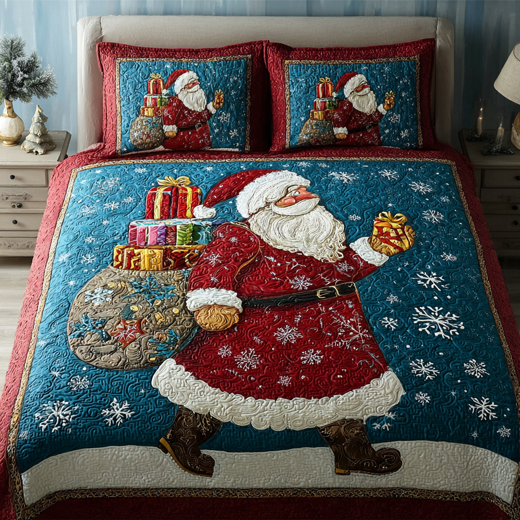 Santa Dreams Quilted Bedding Set Xmas Duvet Sets Christmas Gifts For Employees