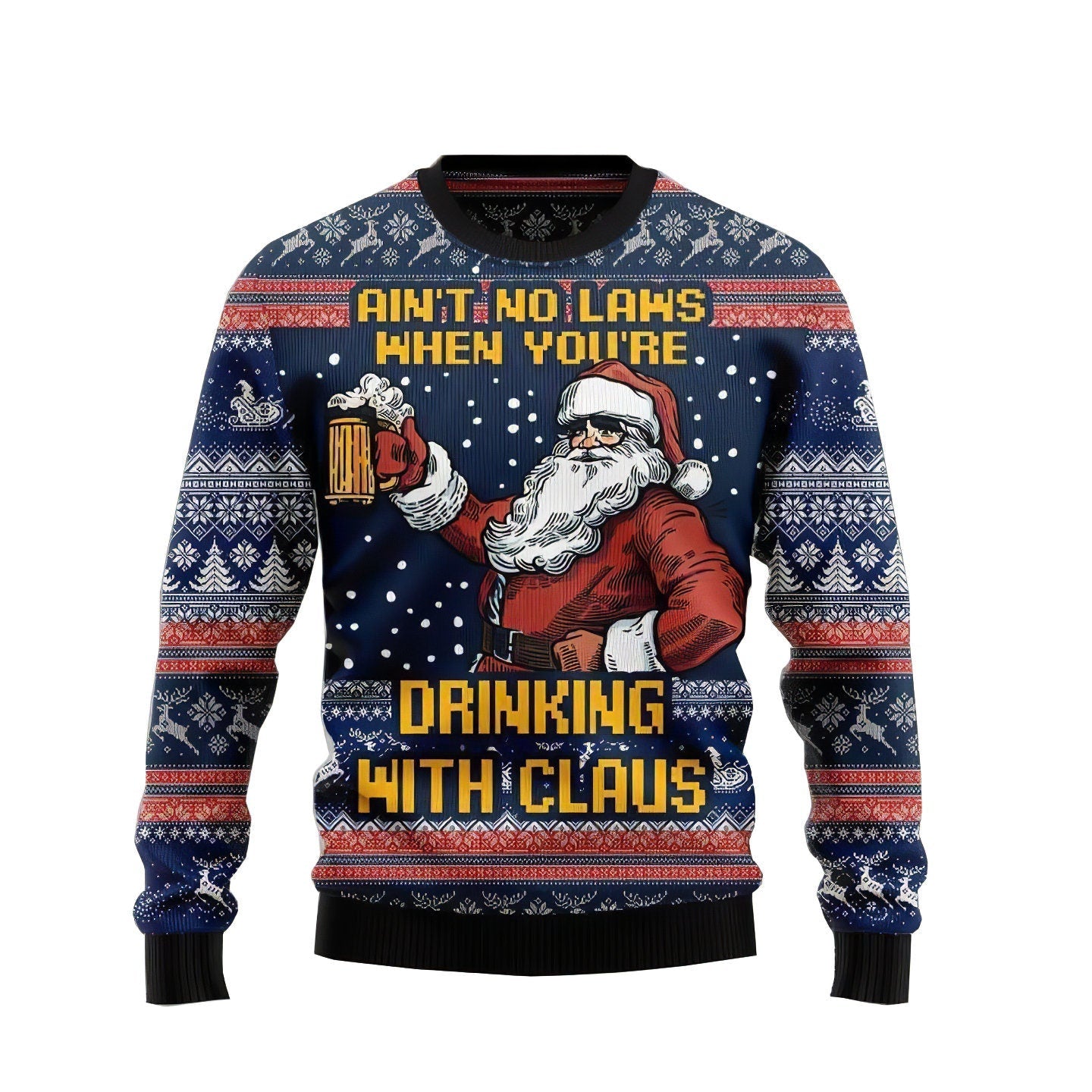 Santa Drinking Beer Ugly Christmas Sweater Drinking With Claus Clothes Gifts For Beer Lovers
