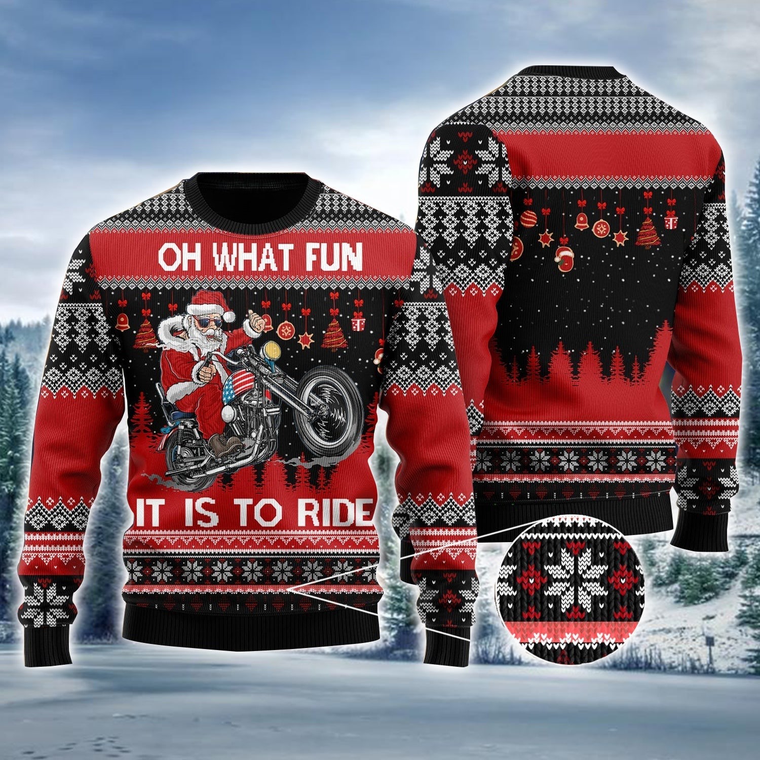Santa Driving Motorcycle Ugly Holiday Jumper It Is To Ride Sweaters Unique Gifts For Riders