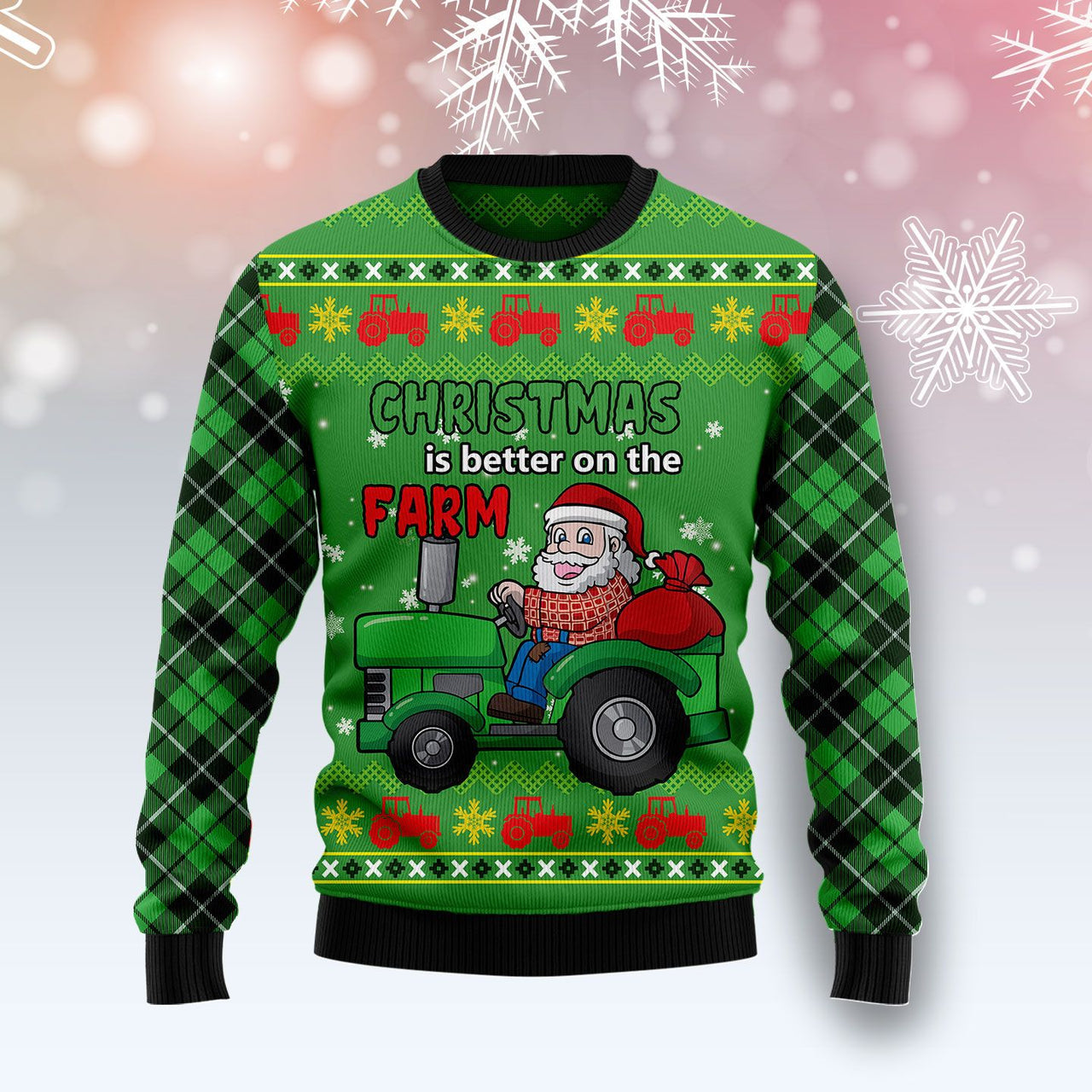 Santa Driving Tractor Ugly Christmas Sweater Tractor Gifts For Dad Farmers