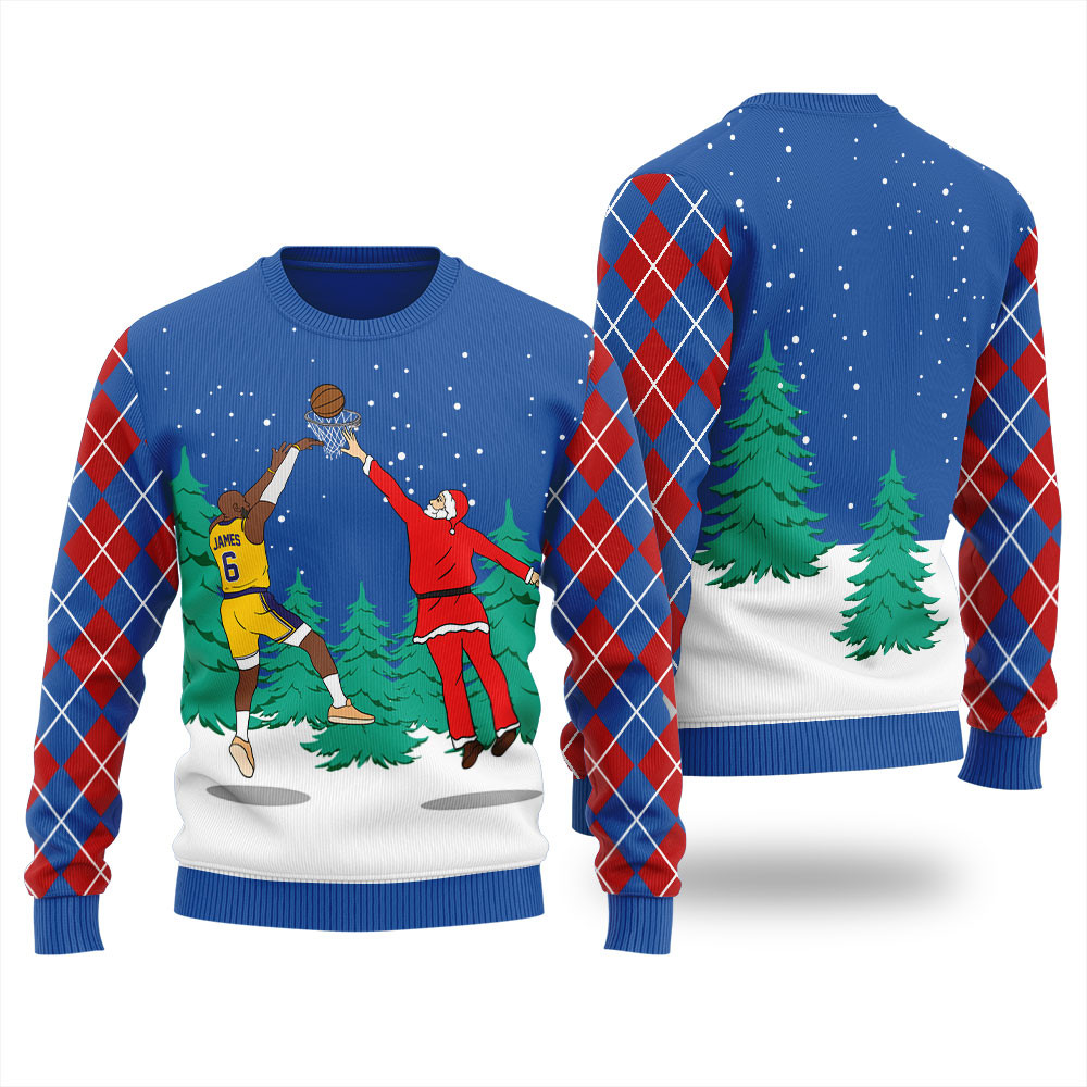 Santa Dunking Lebron James Womens Ugly Christmas Sweater Meaningful Holiday Gift Merch to Show You Care