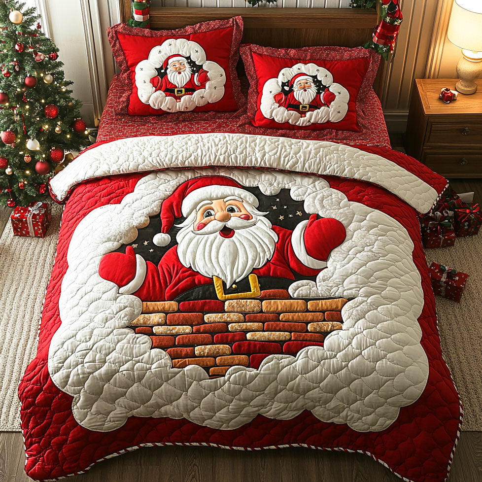 Santa Eve Quilted Bedding Set Holiday Duvet Sets Christmas Presents 2025