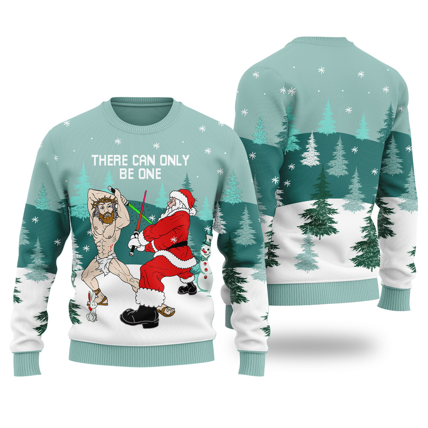 Santa Fighting For Christmas Ugly Christmas Sweater Warm Winter Sweater to Brighten Your Holidays