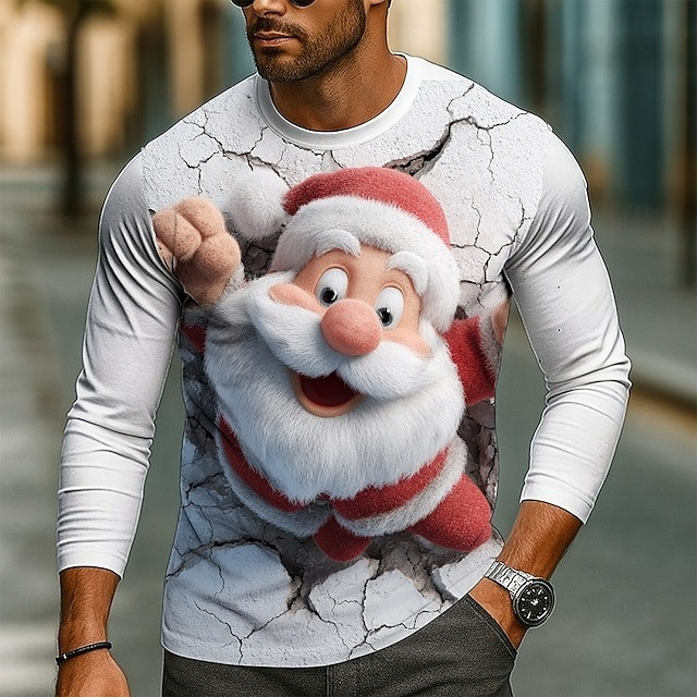 Santa Flies Over The Wall Christmas Long Sleeve Shirt Cute Christmas Gifts For Lovers