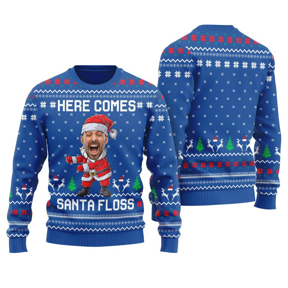 Santa Floss Custom Face Womens Ugly Christmas Sweater Ugly Christmas Sweaters For Sale