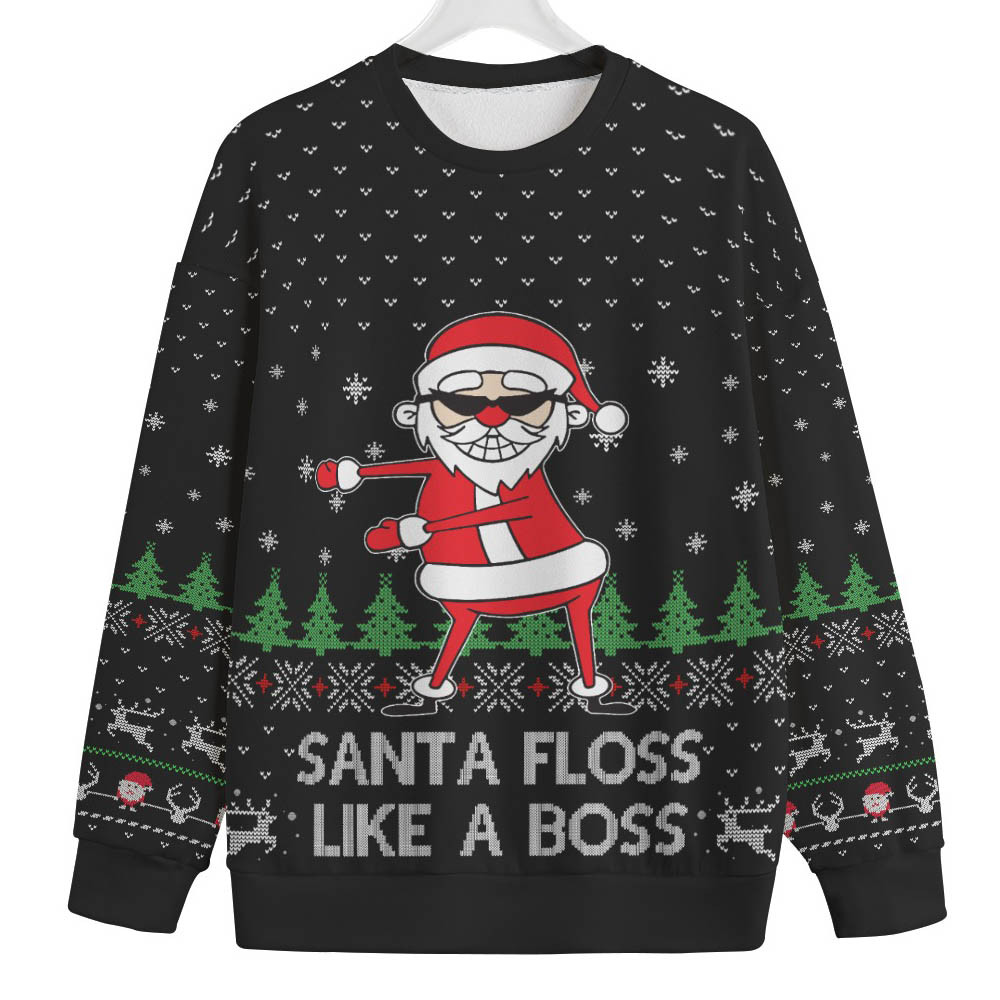 Santa Floss Like A Boss Plus Size Christmas Sweater Perfect Winter Merch Gift for the Holiday Spirit