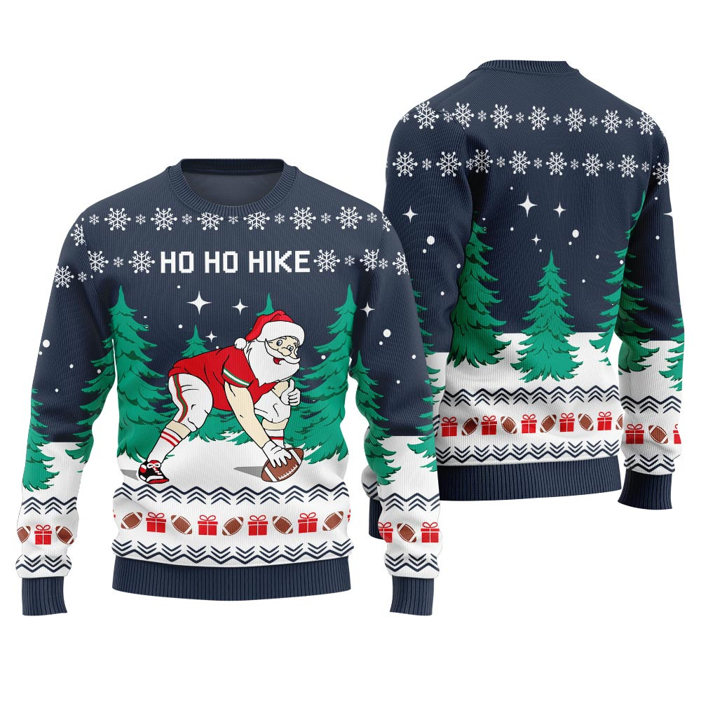 Santa Football Ugly Ho Ho Christmas Sweater Trendy Christmas Sweater for Winter Outfits
