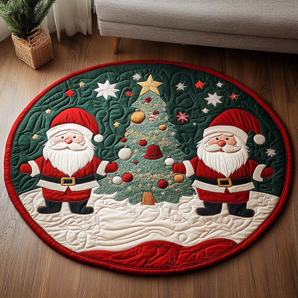 Santa Frolic Quilted Round Mat Front Door Entryway Ideas Christmas Gift For Inlaws