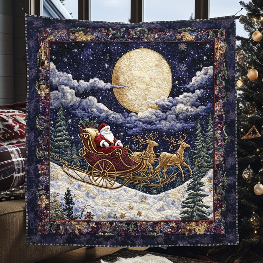 Santa Frost Night Quilt Blanket Deer Throw Blanket Christmas Presents For Deer Hunters