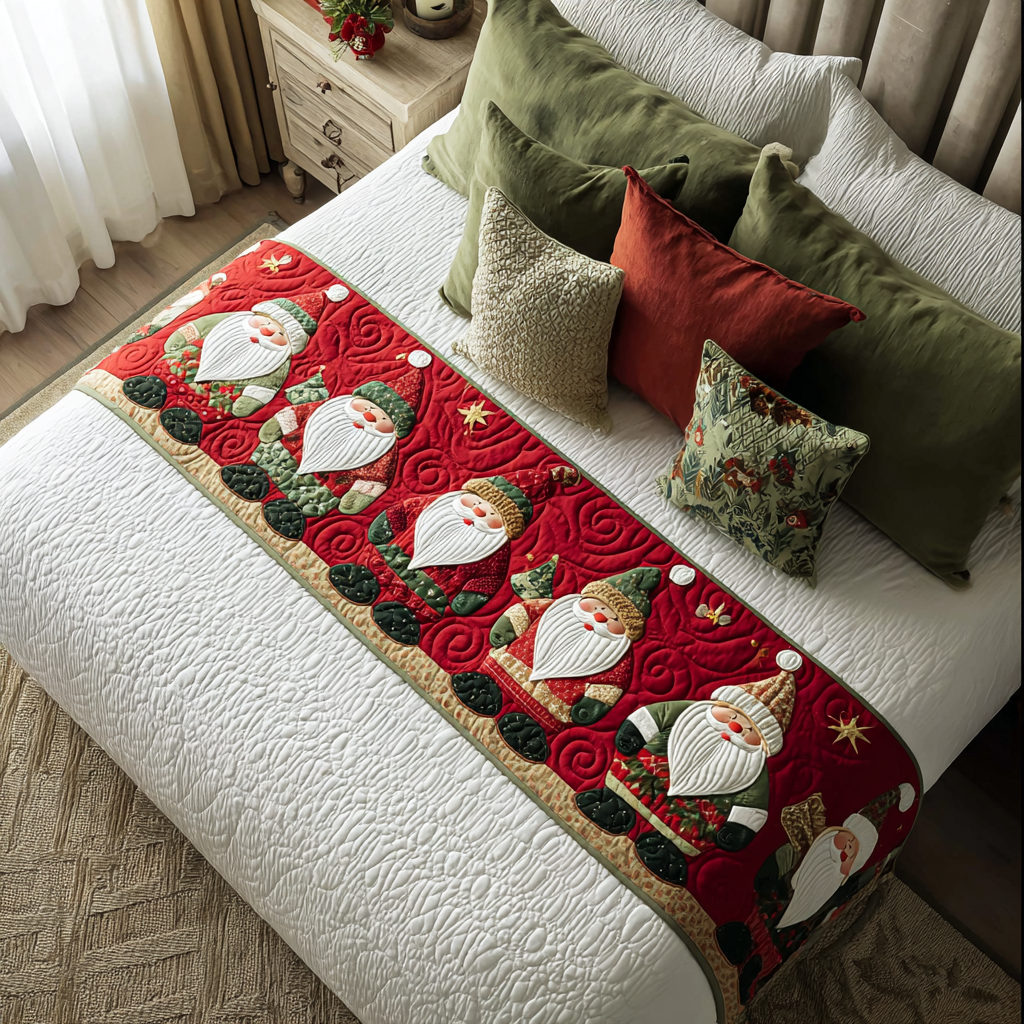 Santa Glow Quilted Bed Runner Christmas Decorations Xmas Gifts