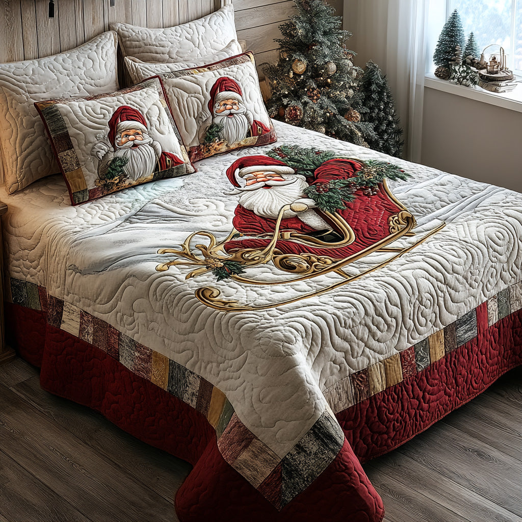 Santa Glow Quilted Bedding Set Holiday Duvet Sets Best Family Christmas Gifts