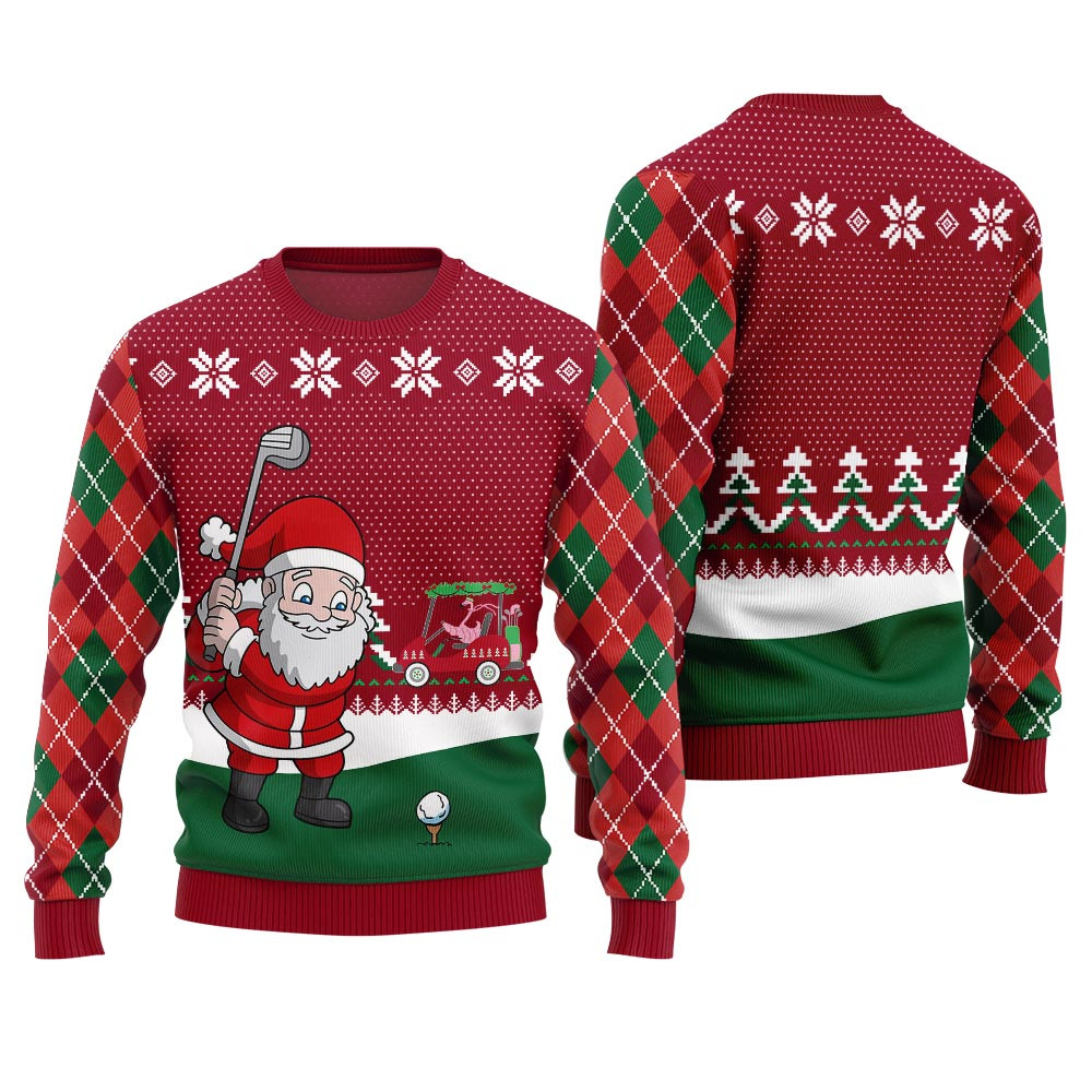 Santa Golfer Ugly Christmas Sweater Unique Holiday Merch Gift for Home and Family