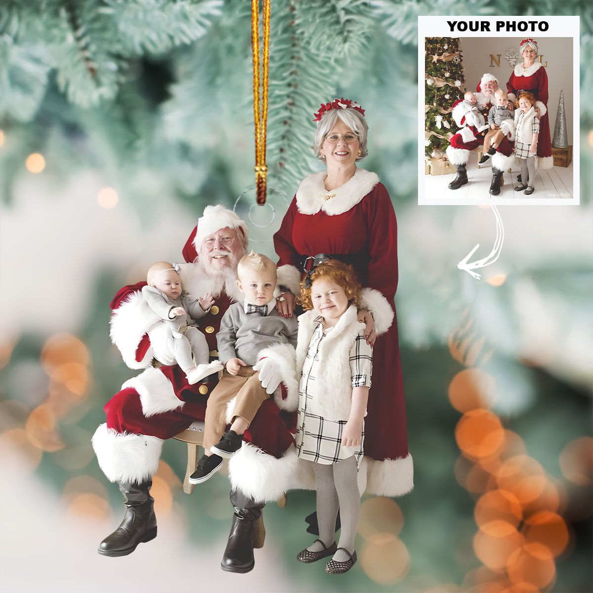 Santa Grandpa Personalized Photo Mica Ornament Customized Your Photo Ornament Christmas
