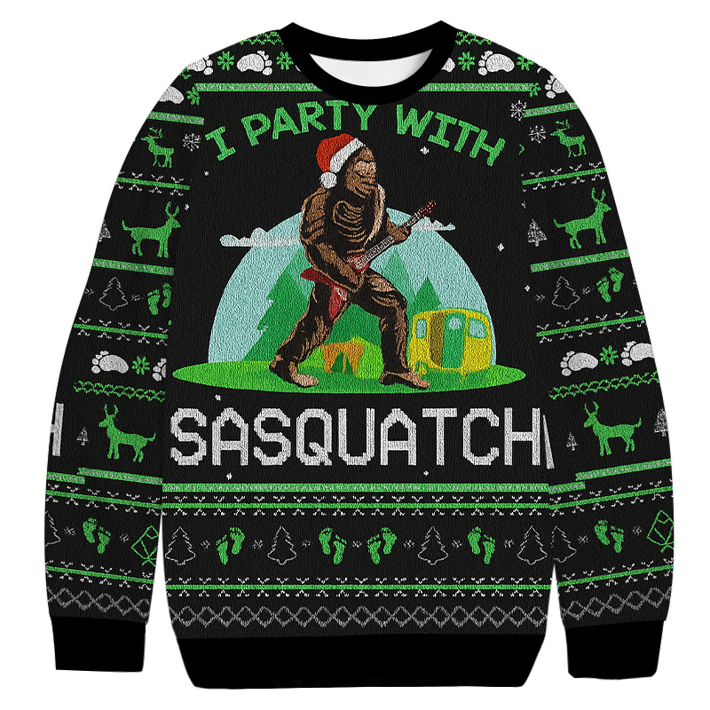 Santa Hat Bigfoot Christmas Ugly Sweatshirt Christmas Cozy Winter Wear Gift Ideas