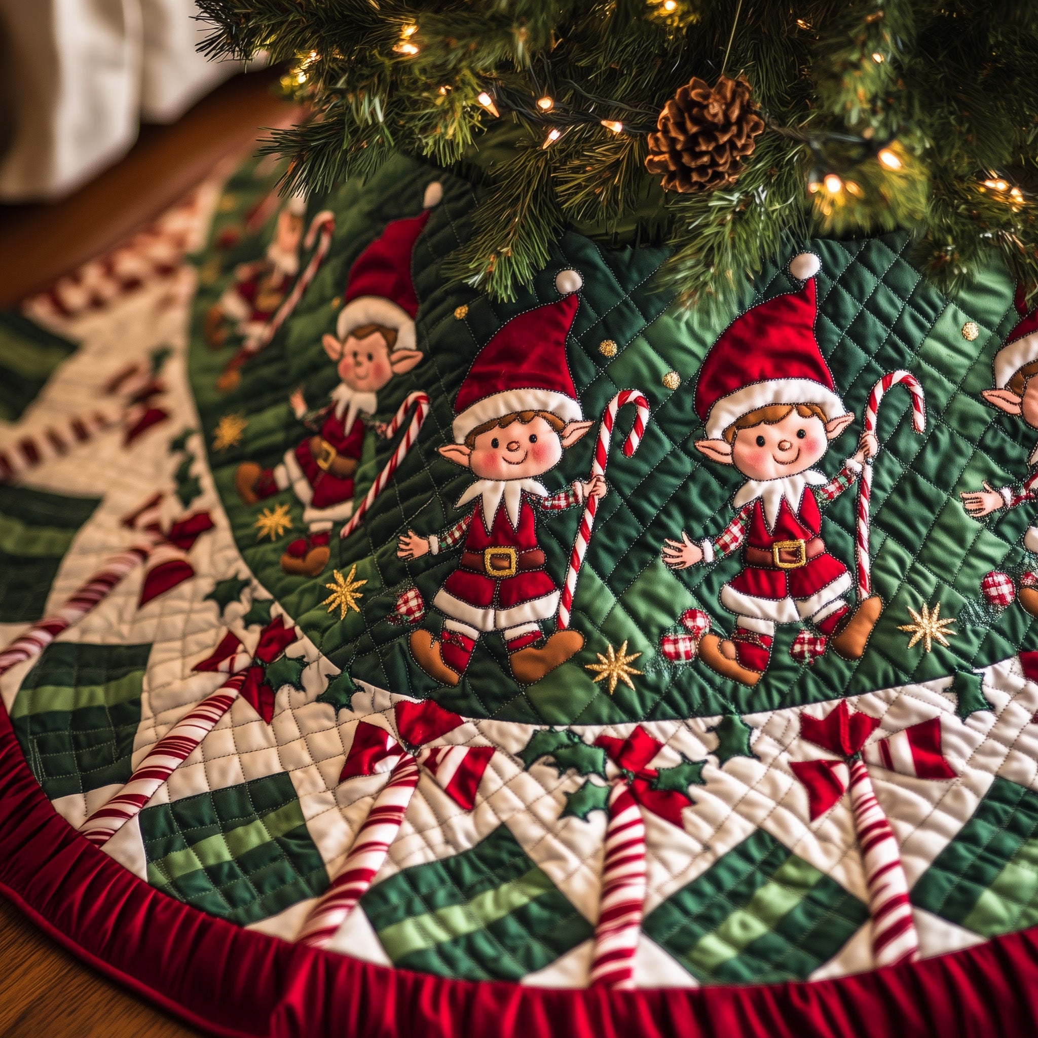Santa Helper Quilted Tree Skirt Adorable Easter Gift Merch