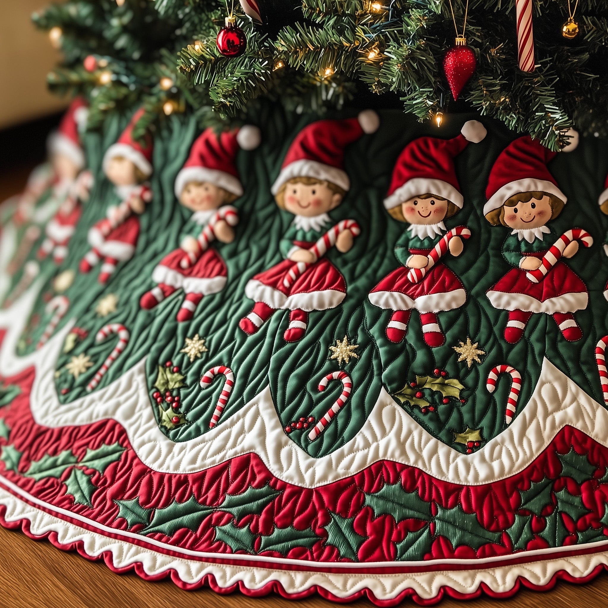 Santa Helper Quilted Tree Skirt Special Birthday Gift Merch