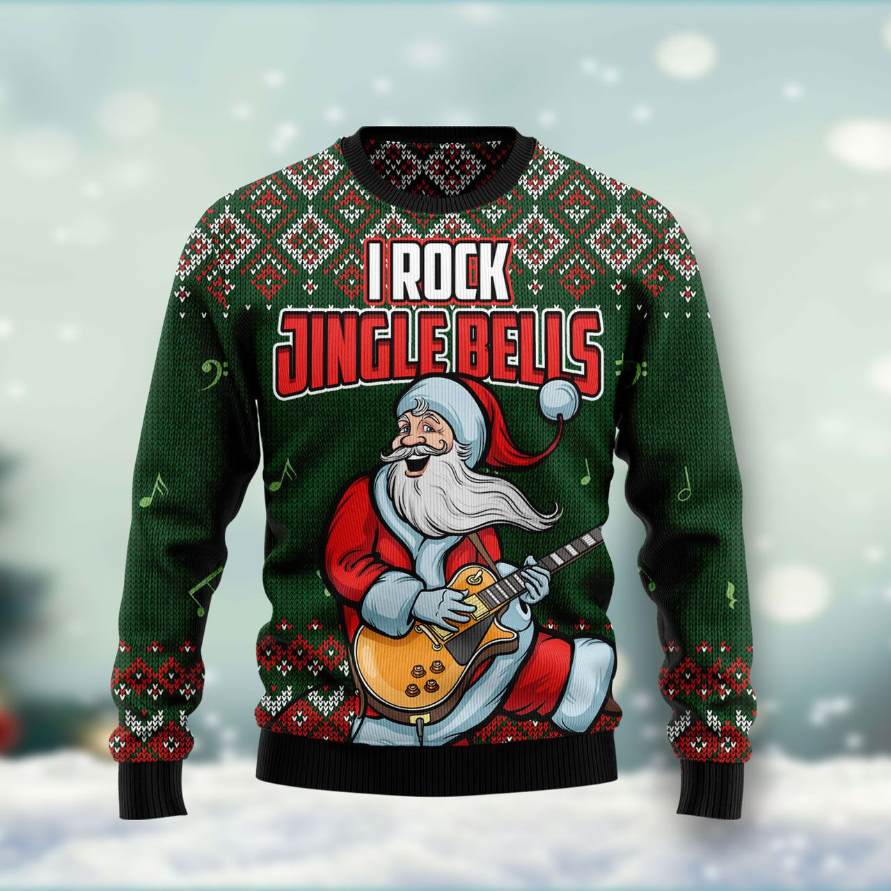 Santa I Rock Jingle Bells Ugly Christmas Sweater Funny Xmas Apparel Gifts For Rock Lovers