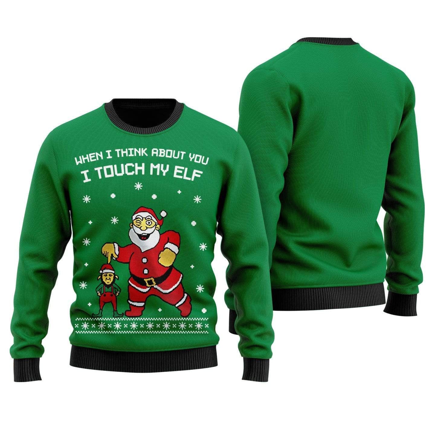 Santa I Touch My Elf Ugly Christmas Sweater Funny Adult Christmas Sweaters Gifts For Him
