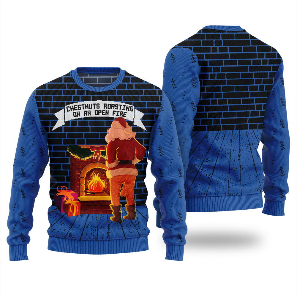 Santa Inappropriate Christmas Sweater Men Funny Holiday Sweater for Family Gatherings