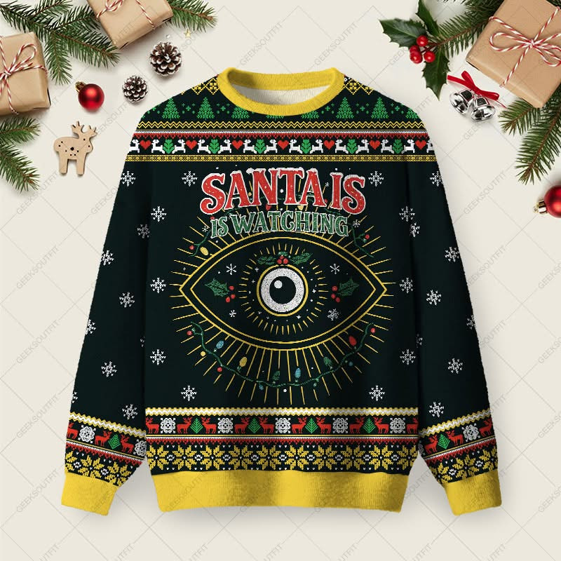 Santa Is Watching You Christmas Ugly Sweater All Seeing Eye Funny Jumpers Xmas Gifts For Her Santa Is Watching You Christmas Ugly Sweater All Seeing Eye Funny Jumpers Xmas Gifts For Her