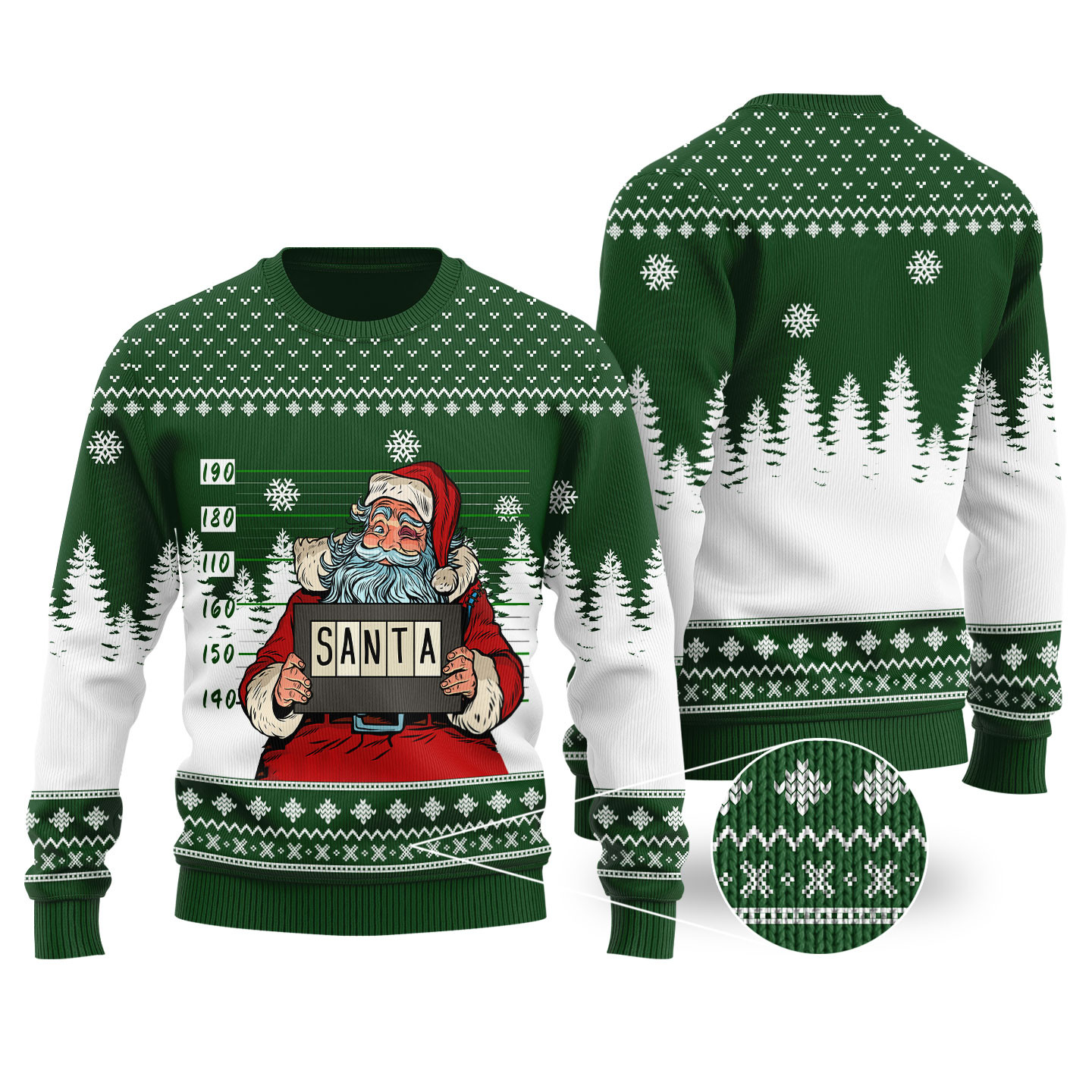 Santa Jail Forest Green Funny Ugly Christmas Sweater Trending Christmas Merch Gift 2025 Collection