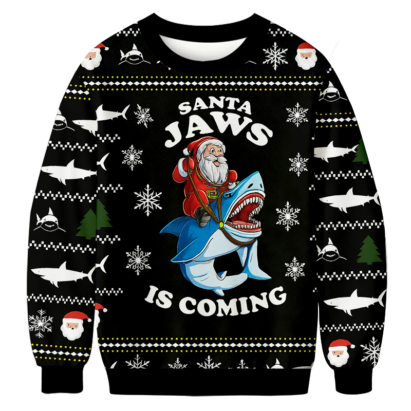 Santa Jaws Christmas Ugly Sweatshirts Holiday Lounge Wear Top Gift Ideas Santa Jaws Christmas Ugly Sweatshirts Holiday Lounge Wear Top Gift Ideas