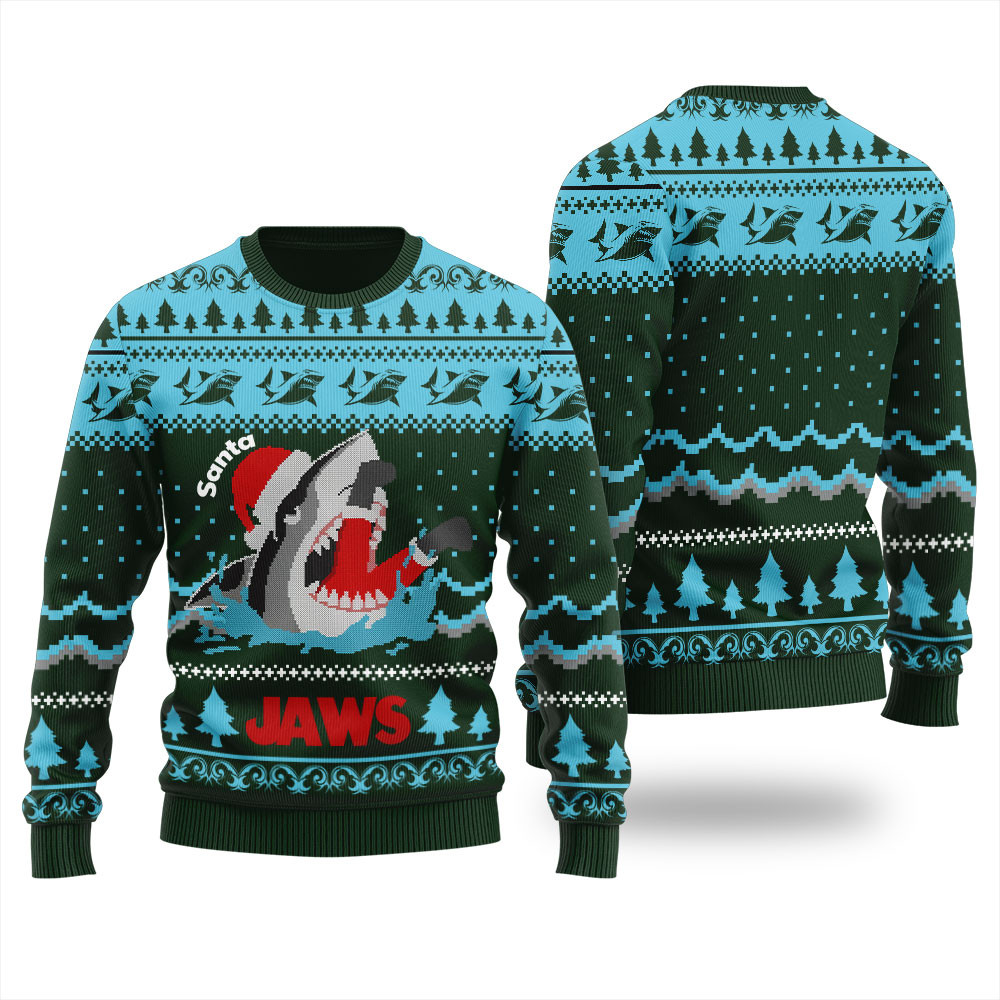 Santa Jaws Shark Christmas Sweater Unique Holiday Merch Gift for Home and Family