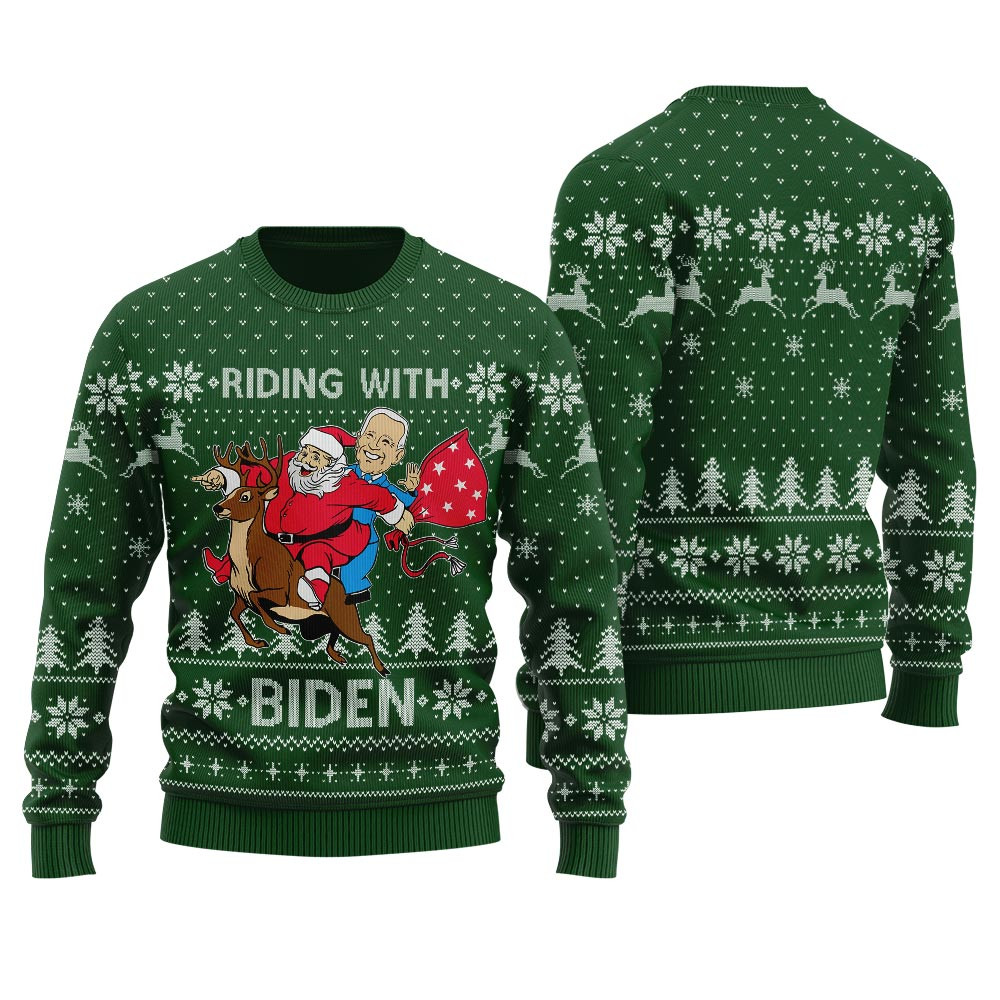 Santa Joe Biden Christmas Sleigh Christmas Sweater Stylish Winter Sweatshirt for Everyday Wear