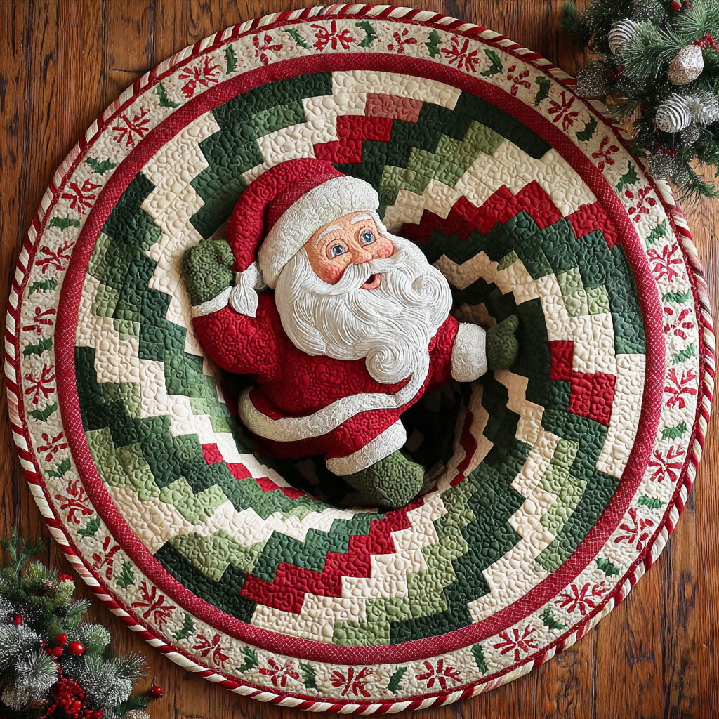 Santa Journey Quilted Round Mat Holiday Season Round Mat Xmas Decor Christmas Gifts For Wife