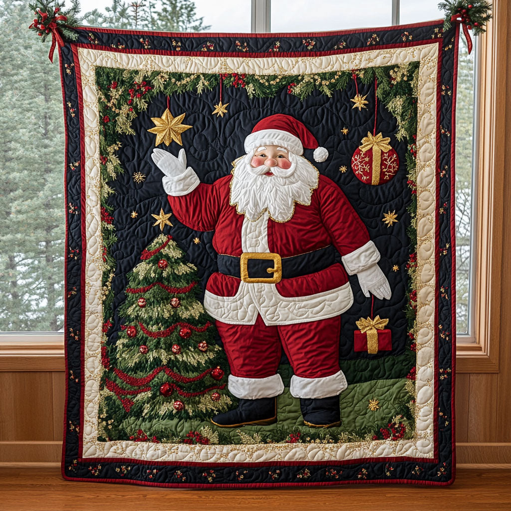 Santa Joy Quilt Beautiful Quilt Blanket Gift for Home Decoration