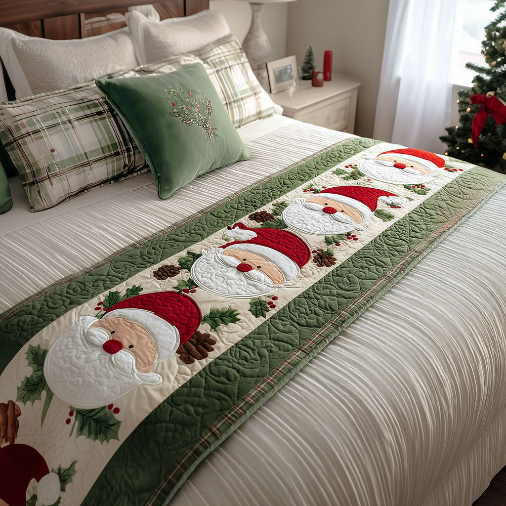 Santa Joy Quilted Bed Runner Xmas Room Decorations Xmas Gift Ideas