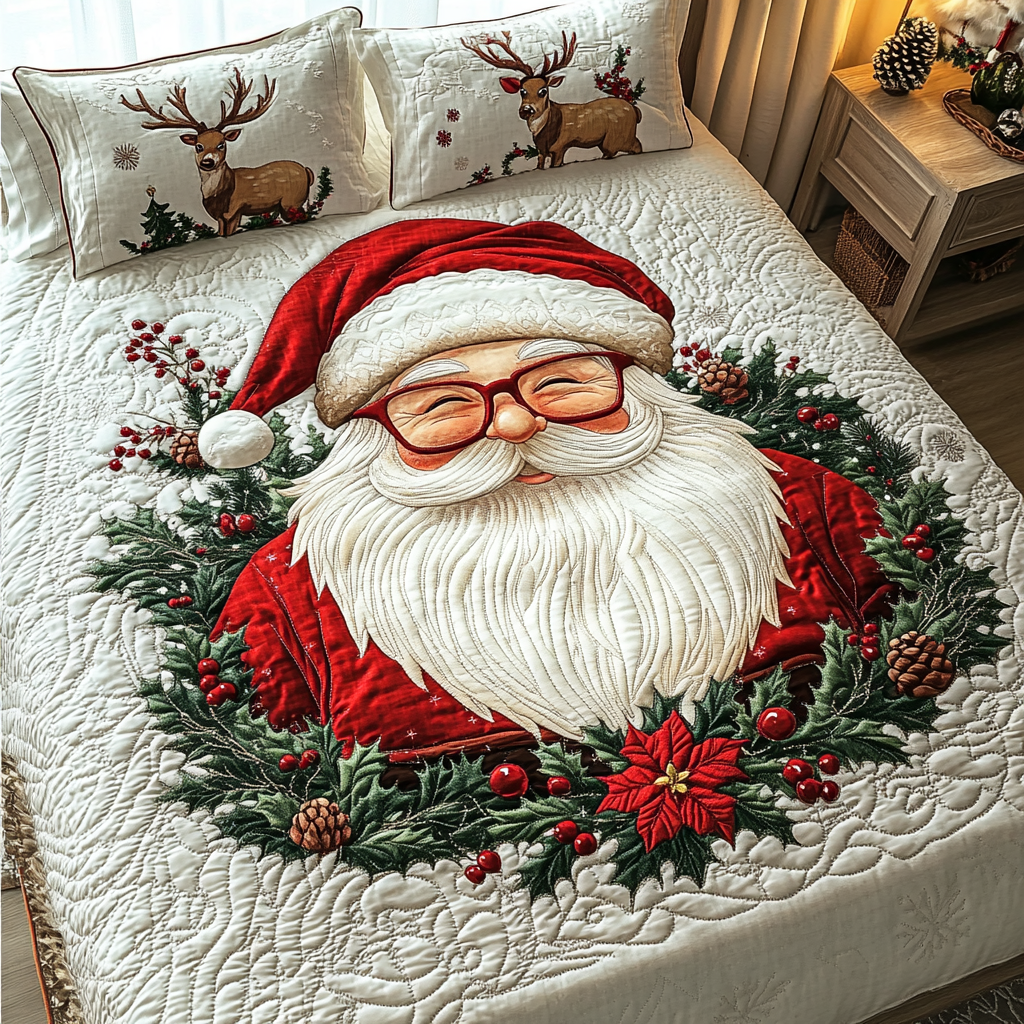 Santa Joy Quilted Bedding Set Xmas Duvet Sets Top Christmas Gifts 2025