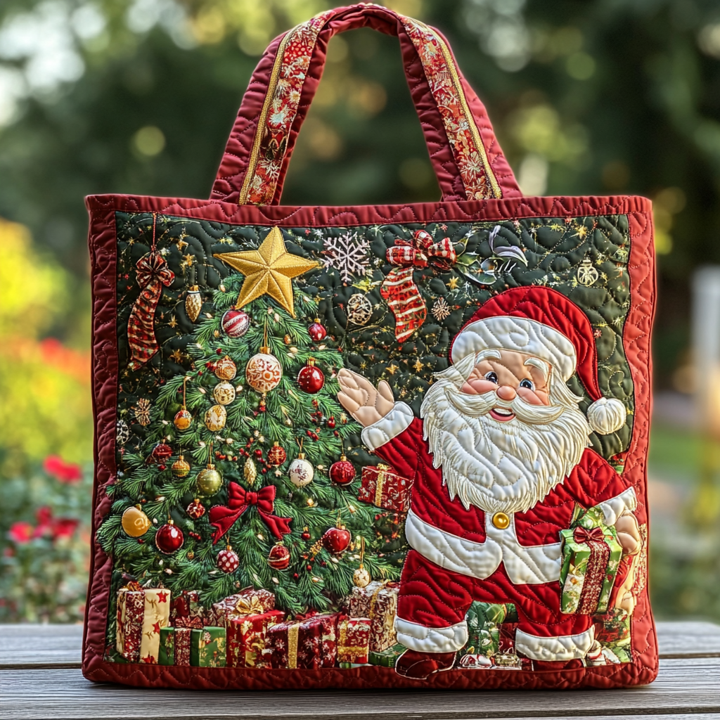 Santa Joy Quilted Tote Bag Funny Secret Santa Gifts