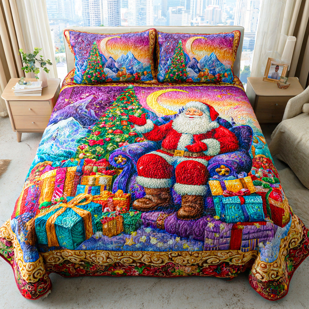 Santa Joy Ride Quilted Bedding Set Holiday Duvet Covers Best Christmas Gifts For Men