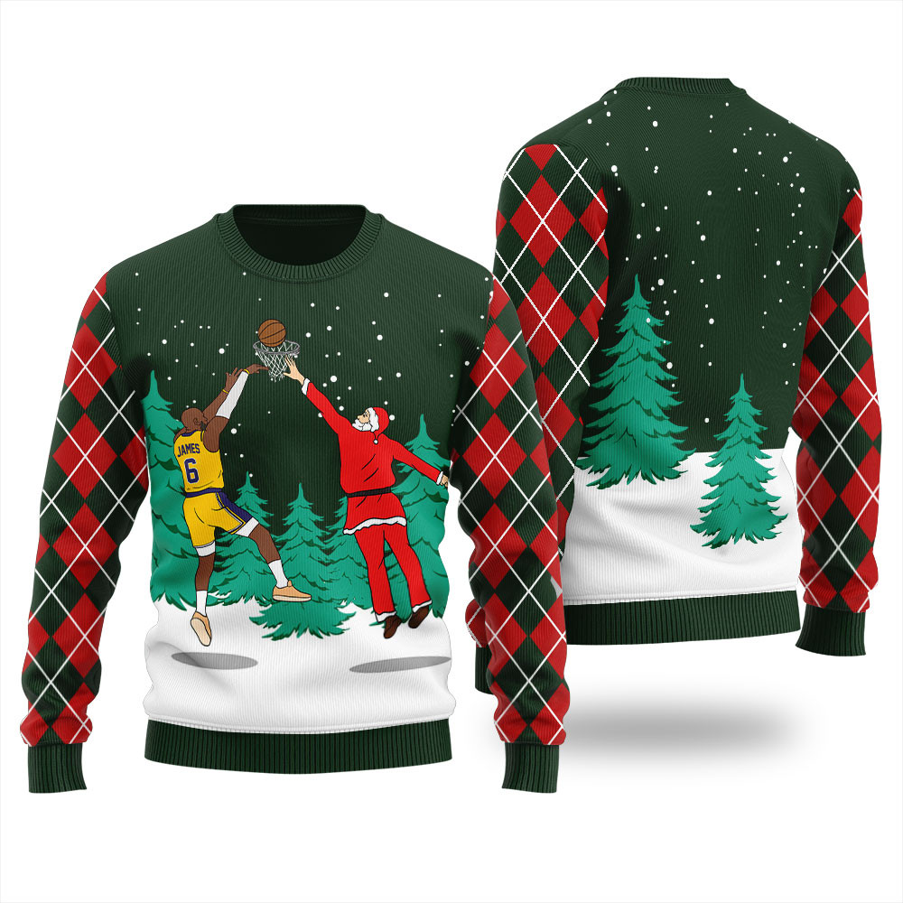 Santa Lebron James Ugly Christmas Sweater Trendy Winter Sweatshirt for Cozy Moments