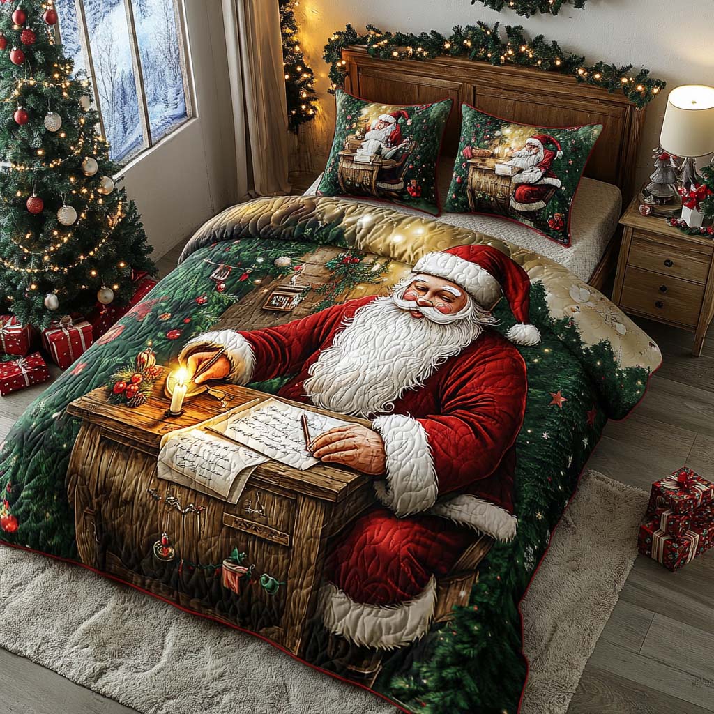 Santa List Quilted Bedding Set Holiday Duvet Covers Best Christmas Gifts For Wife