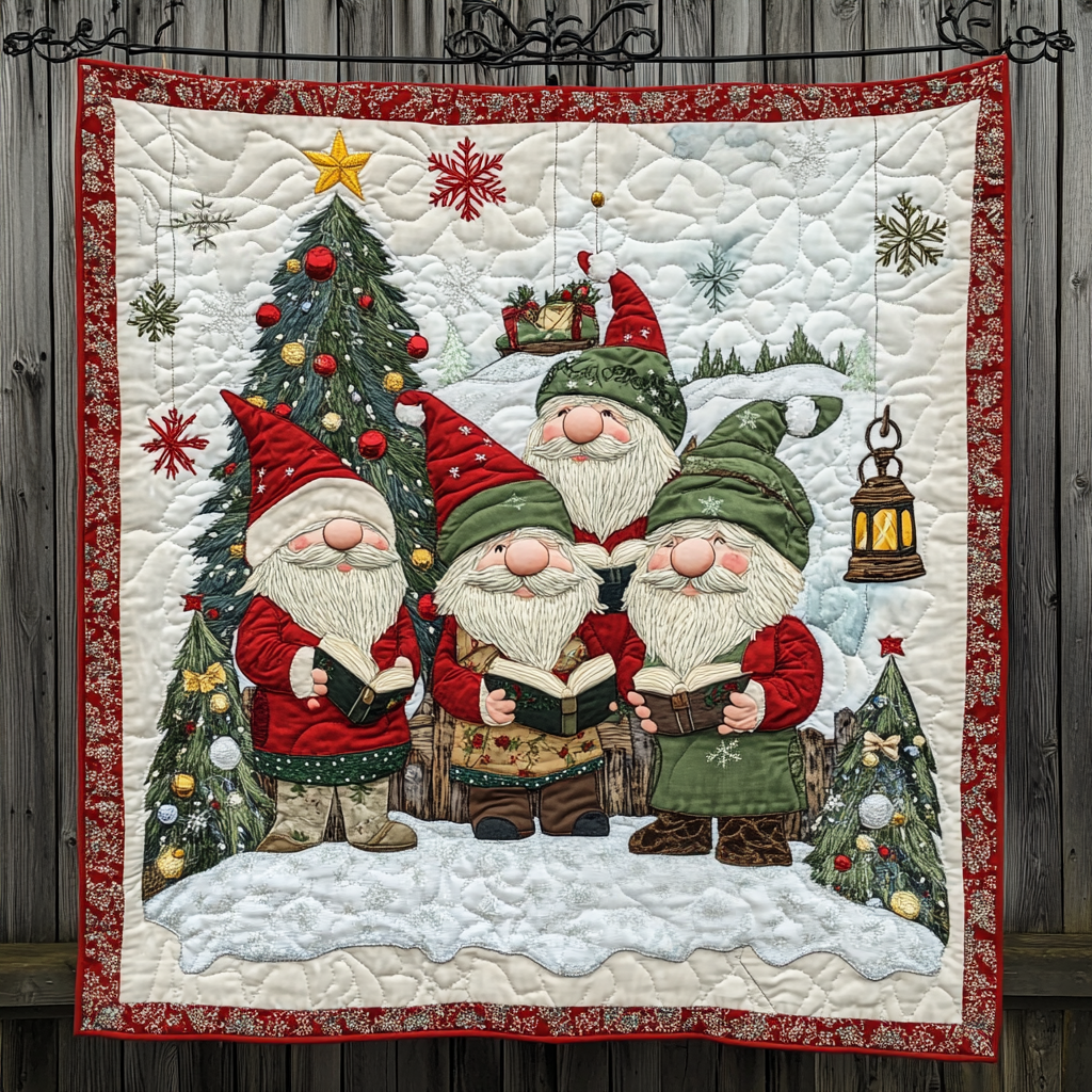 Santa Little Gnomes Quilted Blanket Christmas Gifts For Parents