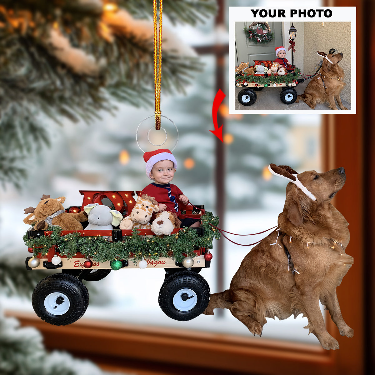 Santa Little Helpers Personalized Photo Mica Ornament Christmas Gift For Baby Family