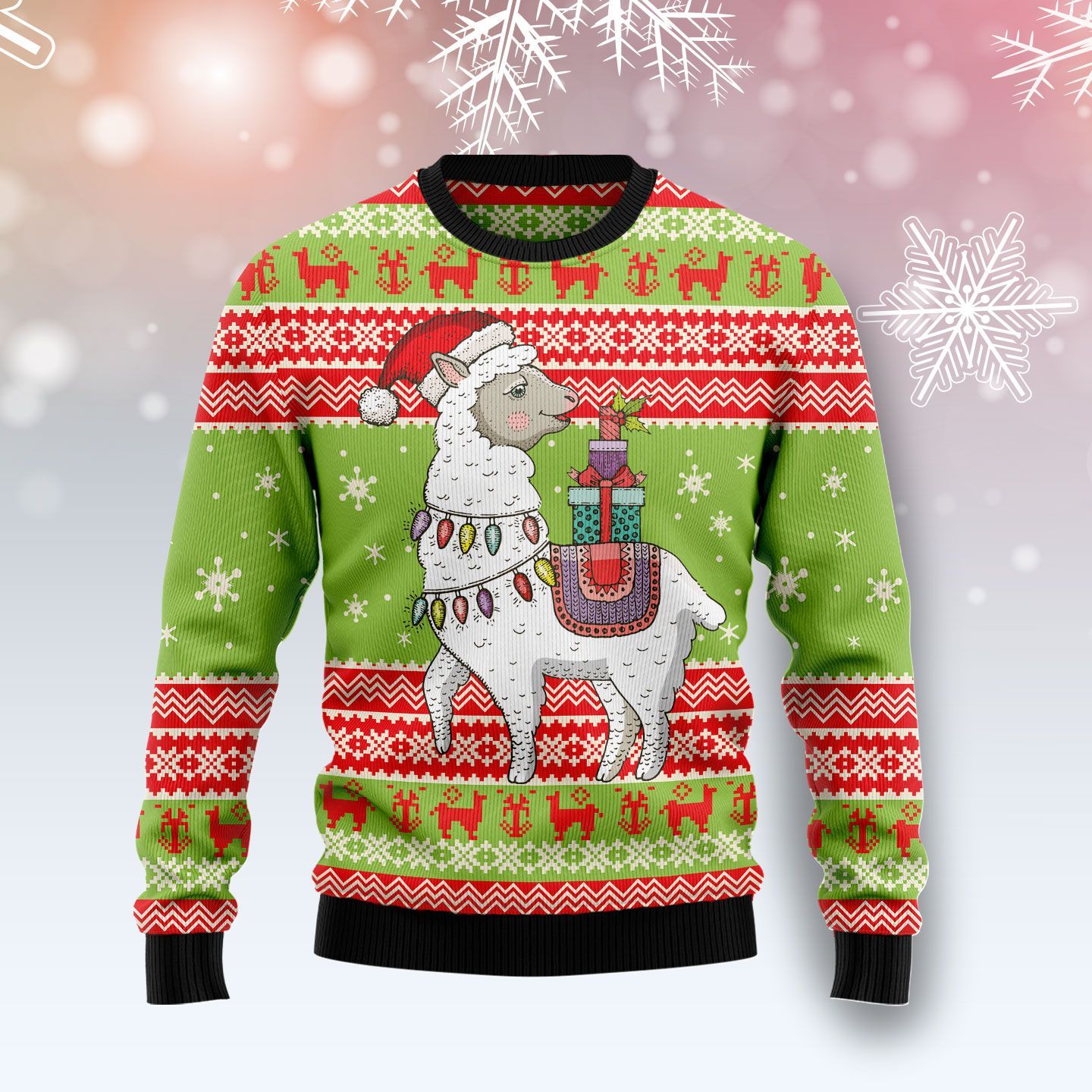 Santa Llamas Ugly Christmas Sweater Funny Secret Sweater Christmas Gifts For Llamas Lovers