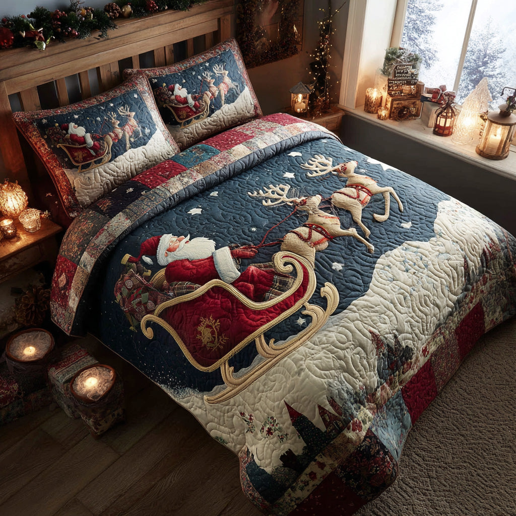 Santa Magic Night Quilted Bedding Set Xmas Duvet Sets Best Christmas Gifts For Relatives
