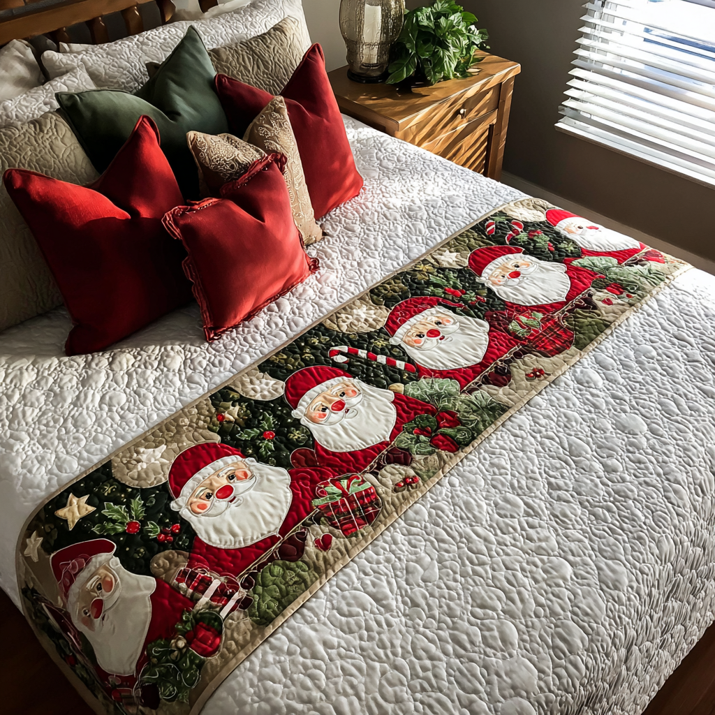 Santa Magic Quilted Bed Runner Christmas Bedroom Decor Best Secret Santa Gifts