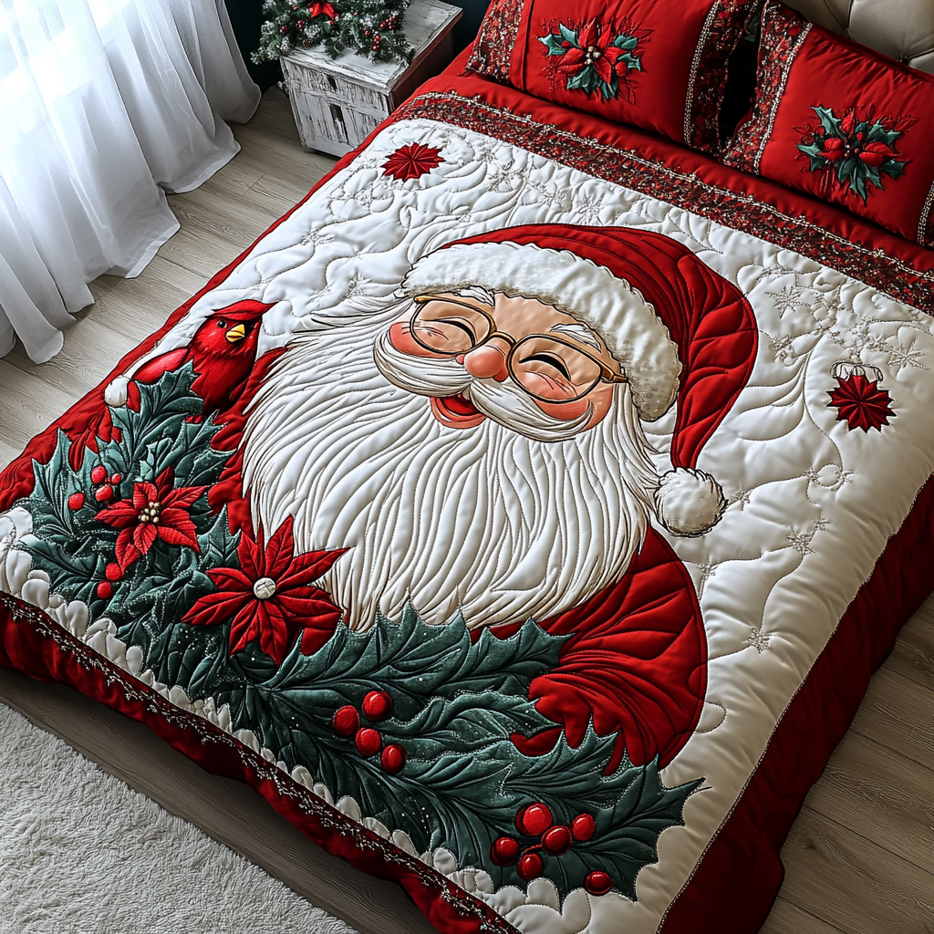 Santa Magic Quilted Bedding Set Best Holiday Duvet Covers Christmas Gifts For Dad
